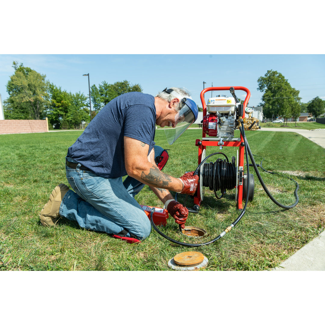 Ridgid 63882 Above With: – H-30 Cart – 110'  x 1⁄4" (33 m x 4.8 mm ) Jet Hose