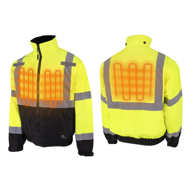 Radians RHG-SJ13 3-in-1 Bomber Jacket with Inner Heated Vest Kit with Battery - Hi-Vis Green