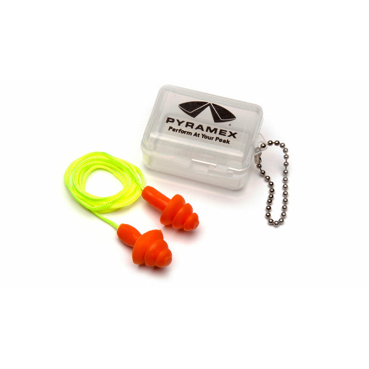 Pyramex RP3001PC Yellow corded Reusable Orange Earplug - NRR24dB - Individual Plastic Case-Pack Of 30