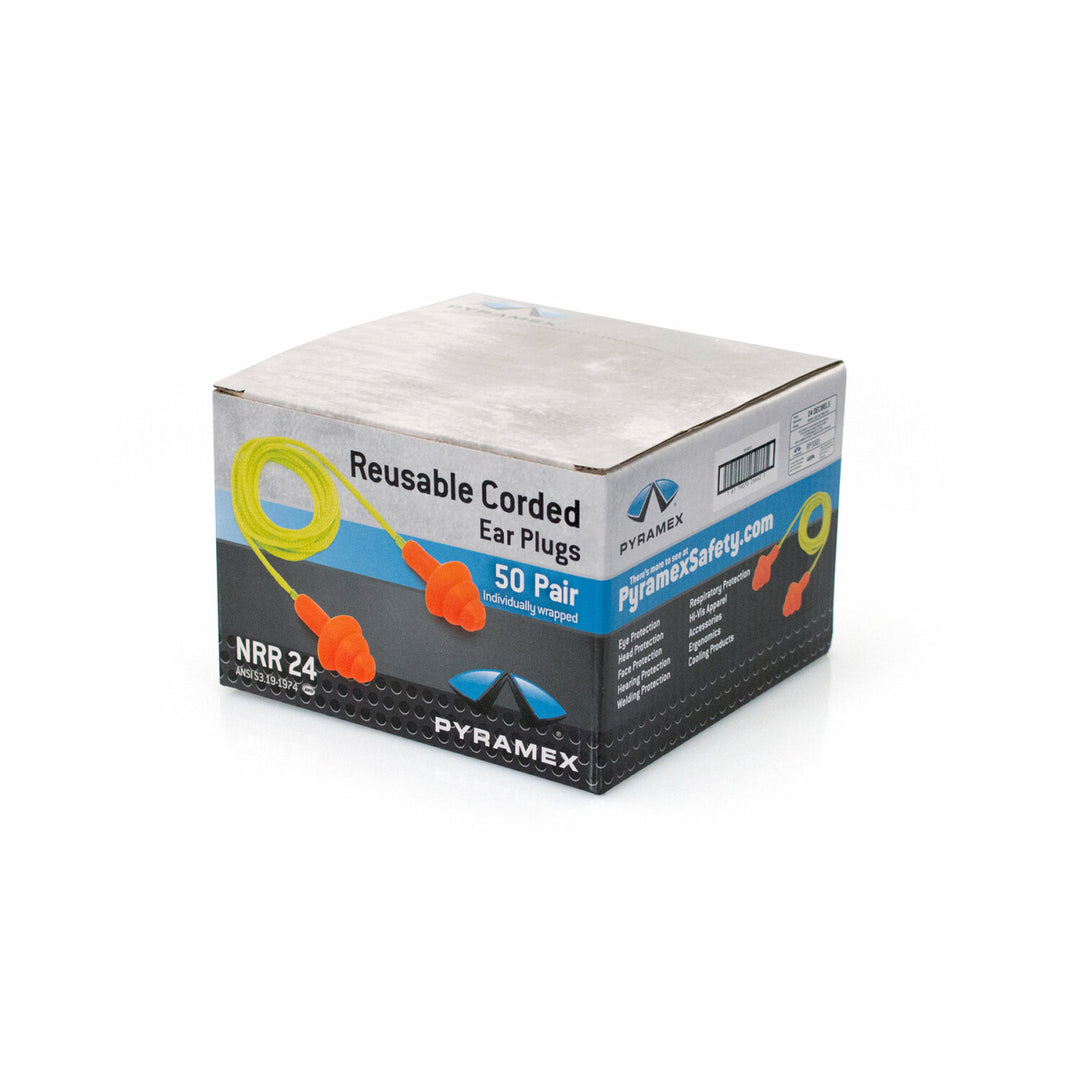 Pyramex RP3001 Corded Reusable Earplug - NRR 24 dB, 50 Pair/Box