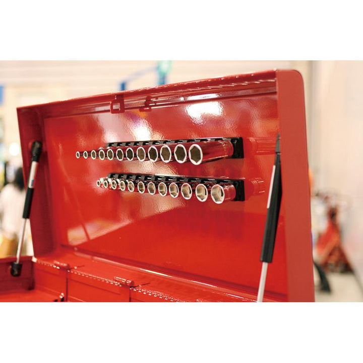 Ko-ken RSAL300-1/2X10 Magnetic Aluminum Rail, 10 Pc. Plastic Clips, 1/2" Dr x 300 mm