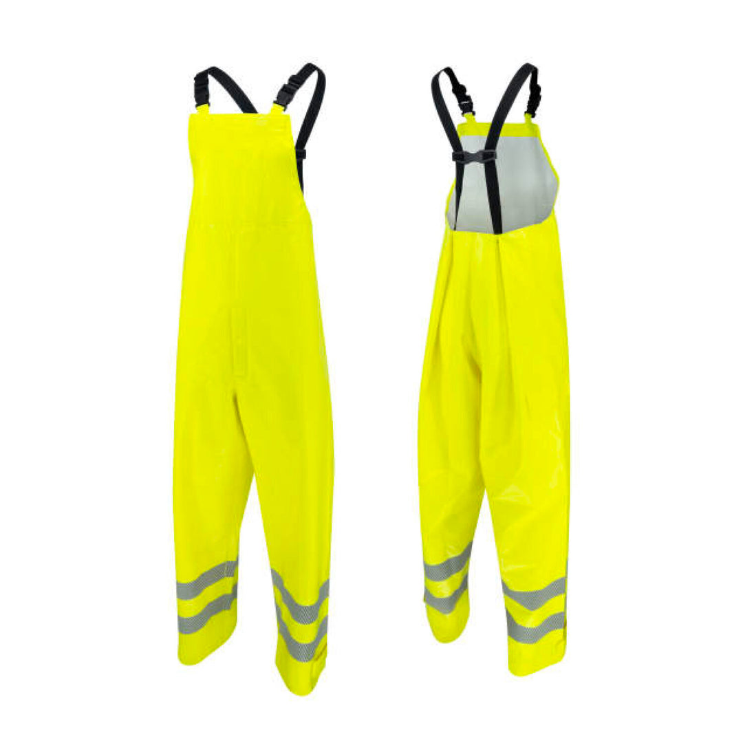 Radians RW08B Class E Self-Extinguishing Rain Bib with Safety Fly - Lime