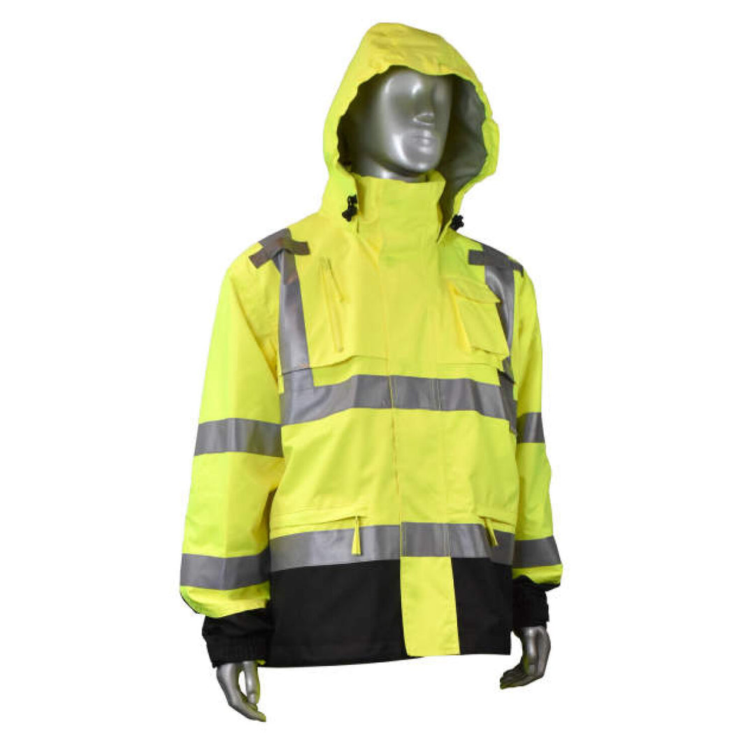 Radians RW32-3Z1Y Heavy Duty Rip Stop Waterproof Rain Jacket - Hi-Vis Green