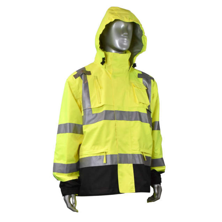 Radians RW32-3Z1Y Heavy Duty Rip Stop Waterproof Rain Jacket - Hi-Vis Green