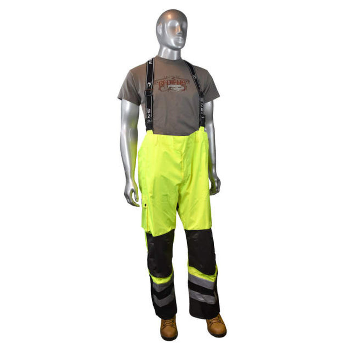 Workwear RW32-EZ1Y Heavy Duty Rip Stop Waterproof & Breathable Pants w/Bib - Hi-Vis Green