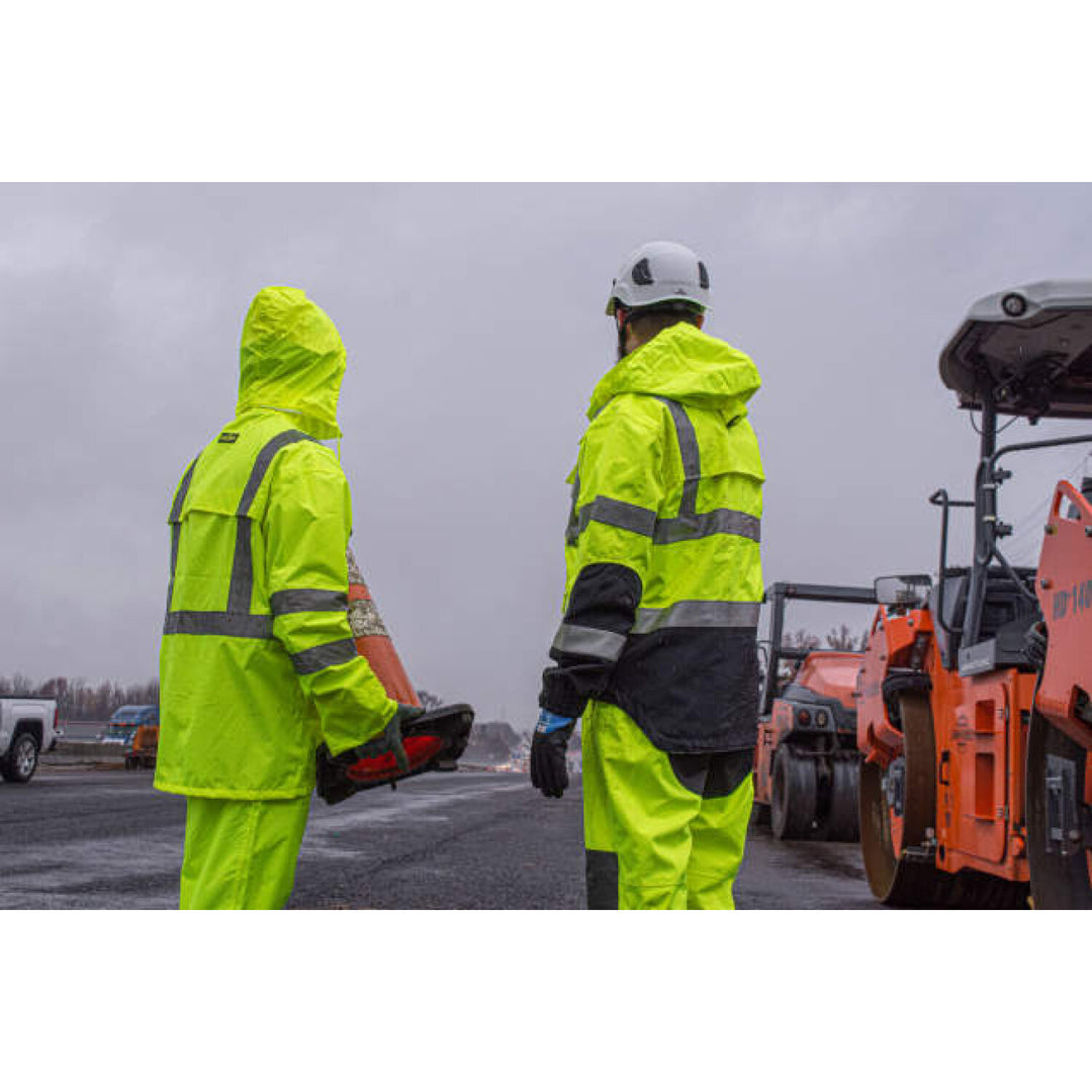 Workwear RW32-EZ1Y Heavy Duty Rip Stop Waterproof & Breathable Pants w/Bib - Hi-Vis Green