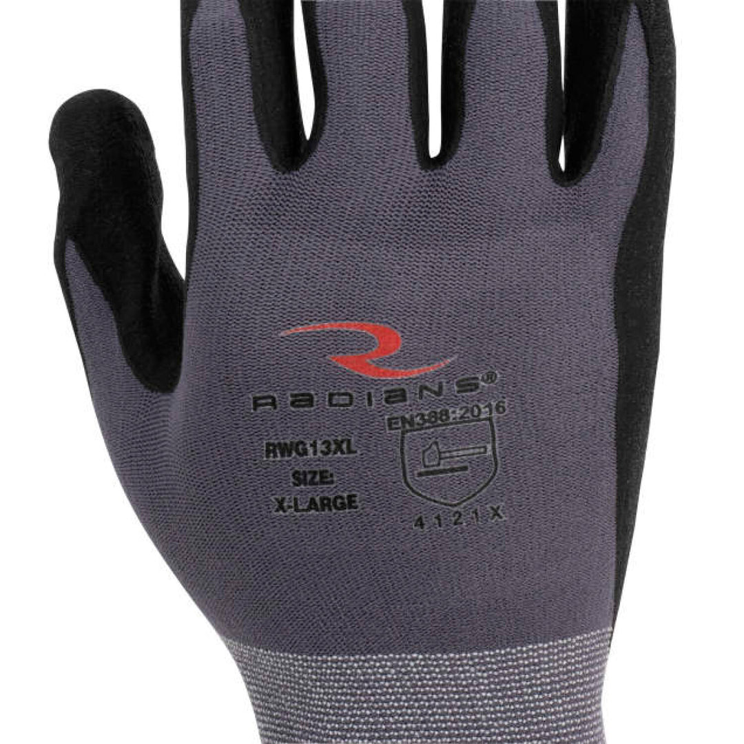 Radians RWG13 Nylon Shell Foam Nitrile Gripper Glove