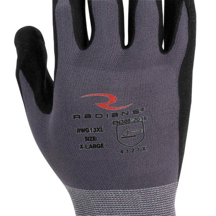 Radians RWG13 Nylon Shell Foam Nitrile Gripper Glove