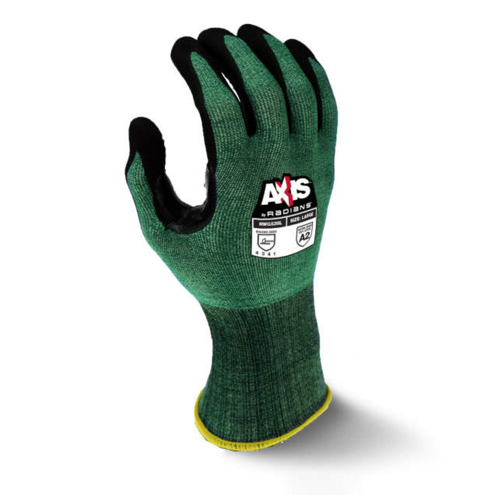 Radians RWG538 AXIS Cut Protection Level A2 Foam Nitrile Coated Glove with Dotted Palm