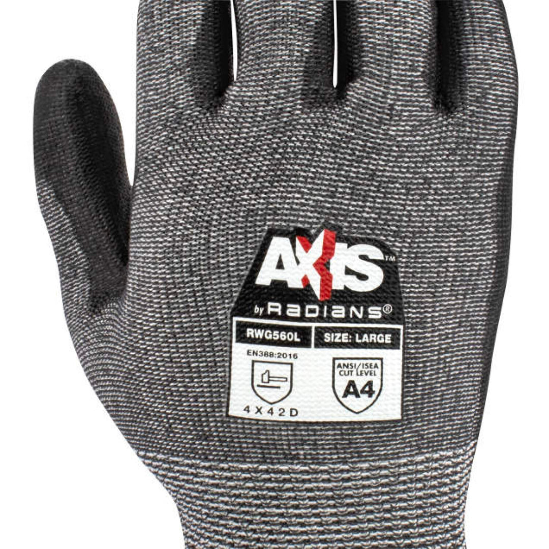 Radians RWG560 AXIS Cut Protection Level A4 PU Coated Glove