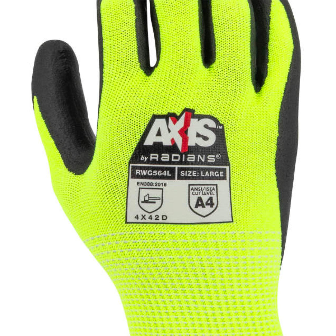 Radians RWG564 AXIS Cut Protection Level A4 High Visibility Work Glove