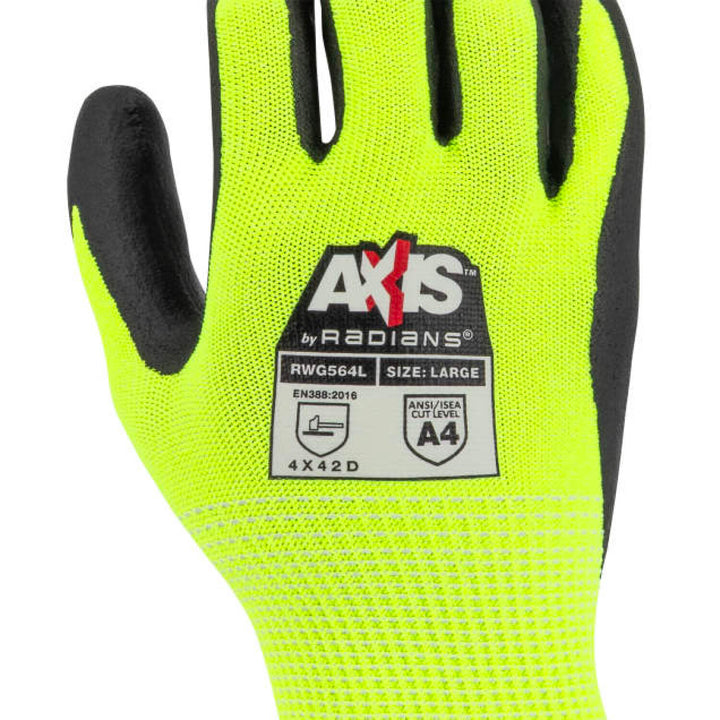 Radians RWG564 AXIS Cut Protection Level A4 High Visibility Work Glove