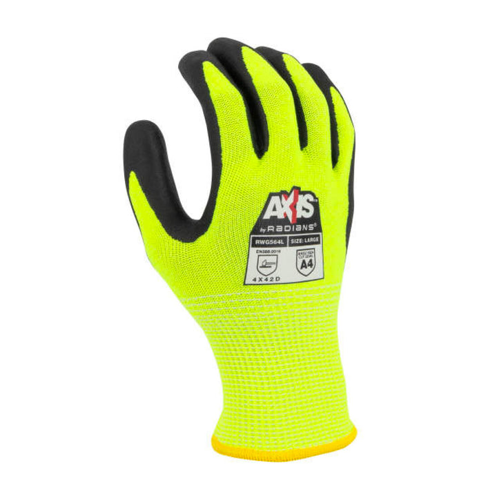 Radians RWG564 AXIS Cut Protection Level A4 High Visibility Work Glove