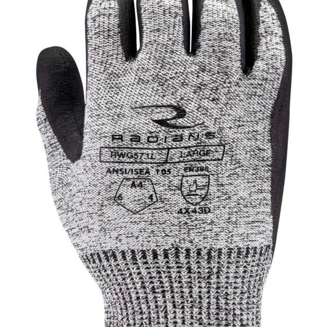 Radians RWG571 Cut Level A4 HPPE/Polyester, Foam Nitrile Palm Dip Glove