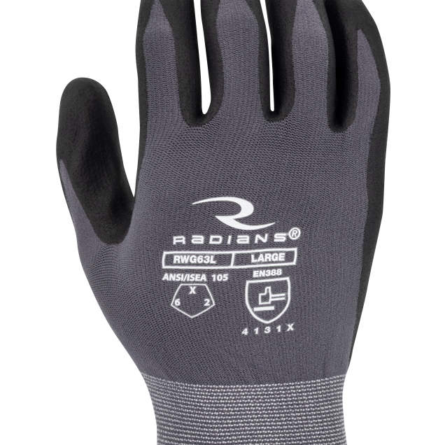 Radians RWG63 Touchscreen Nylon/Spandex Shell with Micro Foam Nitrile Coated Glove