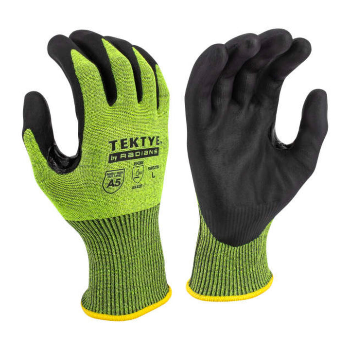 Radians RWG755 TEKTYE Reinforce Thumb Green Nitrile Dip Cut Protective Work Glove
