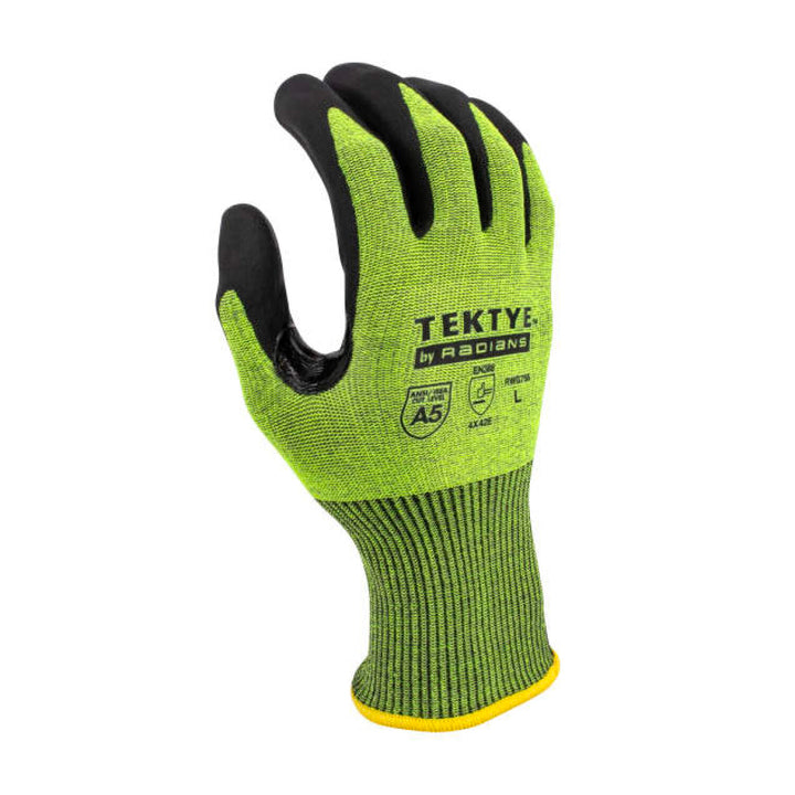 Radians RWG755 TEKTYE Reinforce Thumb Green Nitrile Dip Cut Protective Work Glove