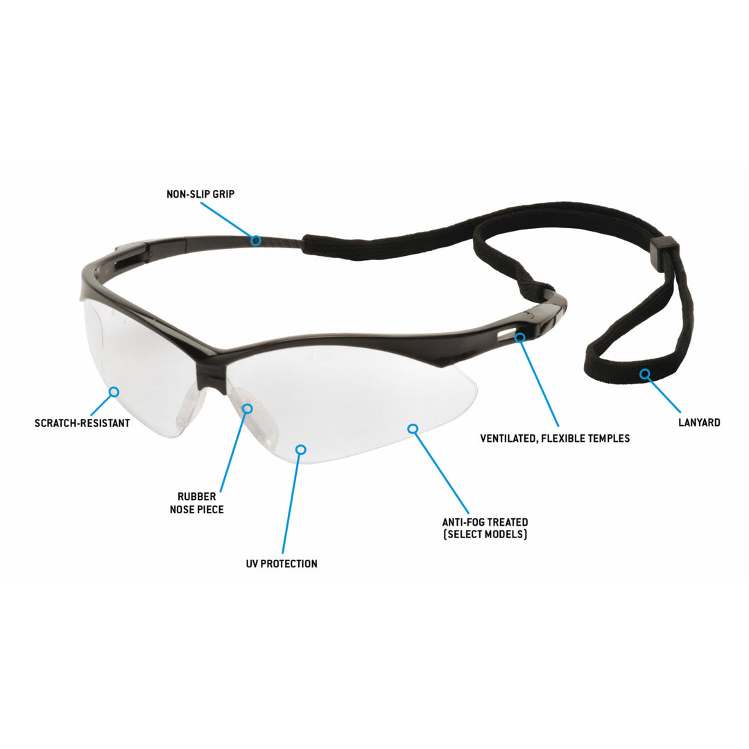 Pyramex SB6310STP Clear Anti-Fog Lens with Black Frame and Cord