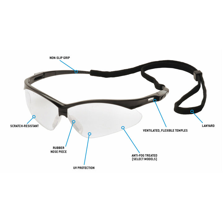 Pyramex SB6310STP Clear Anti-Fog Lens with Black Frame and Cord