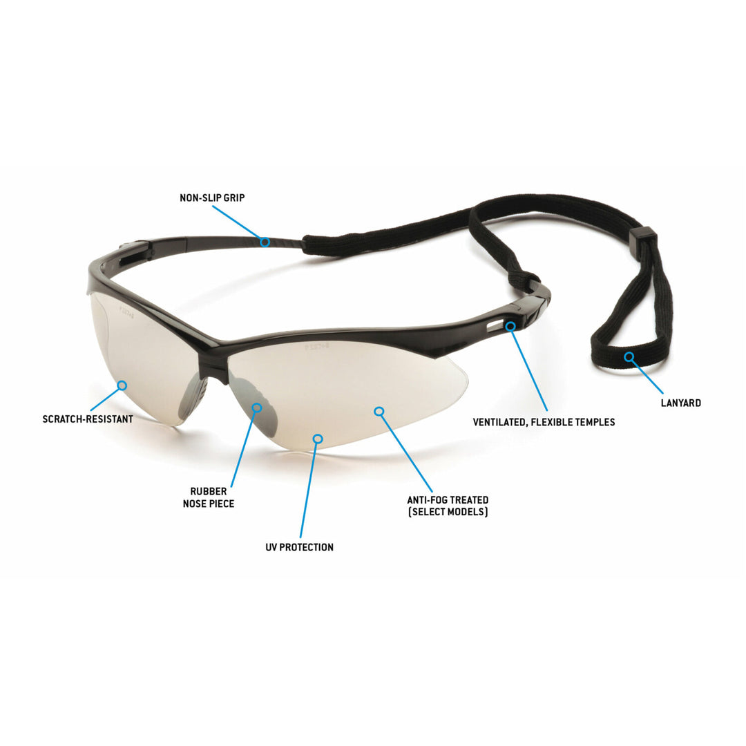 Pyramex SB6380SP PMXTREME Indoor/Outdoor Mirror Lens with Black Frame and Cord