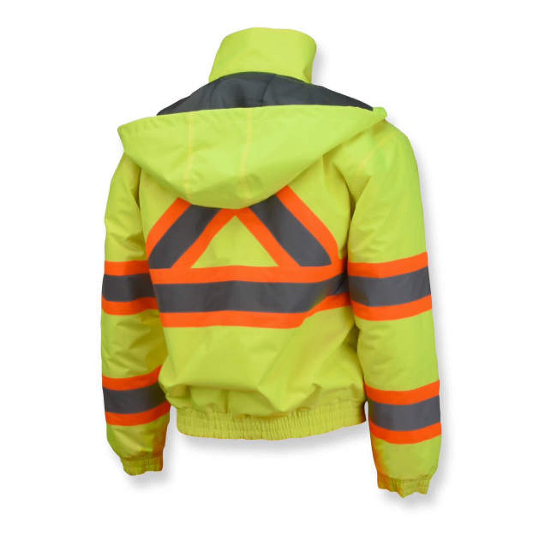 Radians SJ11QX-3 Class 3 X-Back High Visibility Quilted Bomber Jacket with Hood