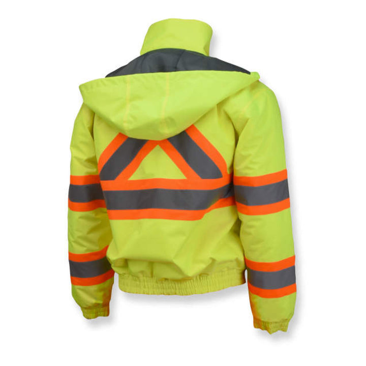 Radians SJ11QX-3 Class 3 X-Back High Visibility Quilted Bomber Jacket with Hood
