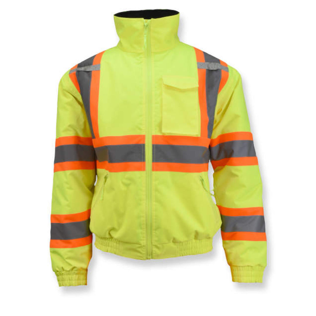 Radians SJ11QX-3 Class 3 X-Back High Visibility Quilted Bomber Jacket with Hood