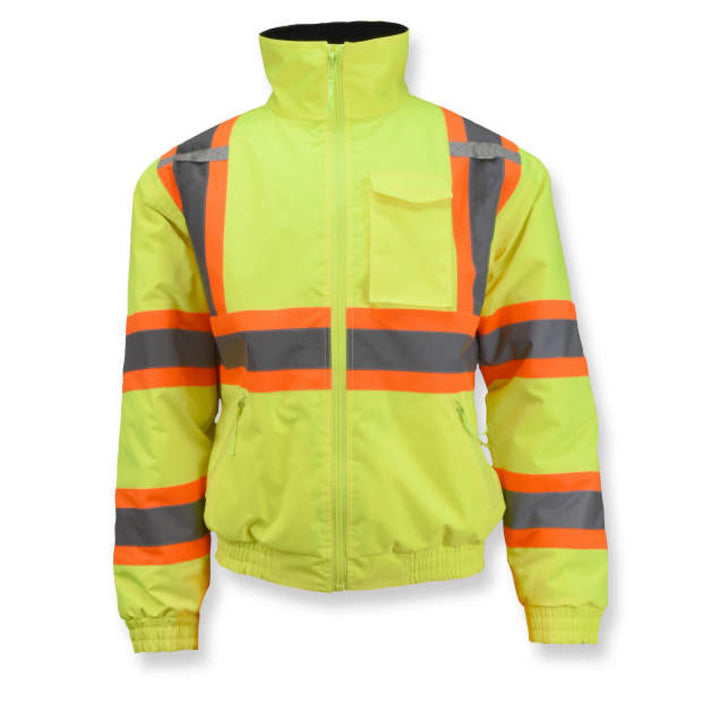 Radians SJ11QX-3 Class 3 X-Back High Visibility Quilted Bomber Jacket with Hood