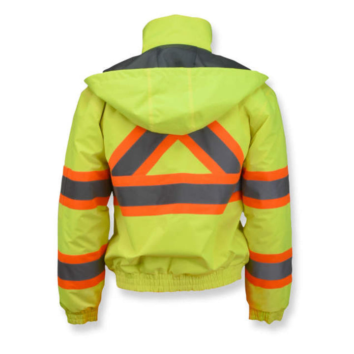 Radians SJ11QX-3 Class 3 X-Back High Visibility Quilted Bomber Jacket with Hood