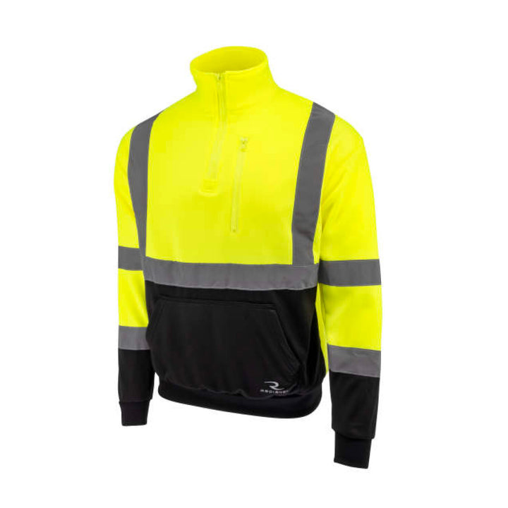 Radians SJ34B-3 Class 3 Color Blocked 1/4 Zip Sweatshirt - Hi Vis Green