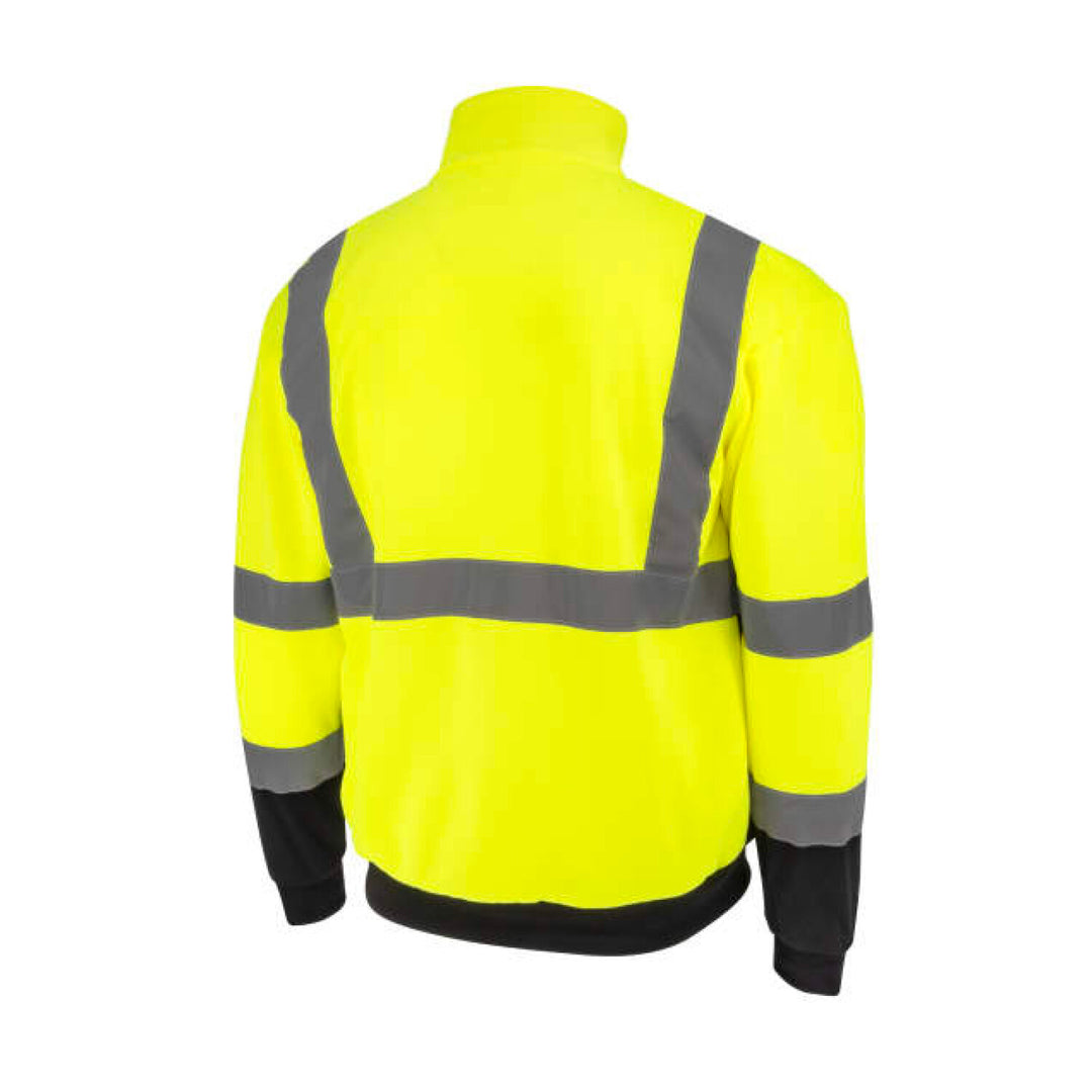 Radians SJ34B-3 Class 3 Color Blocked 1/4 Zip Sweatshirt - Hi Vis Green