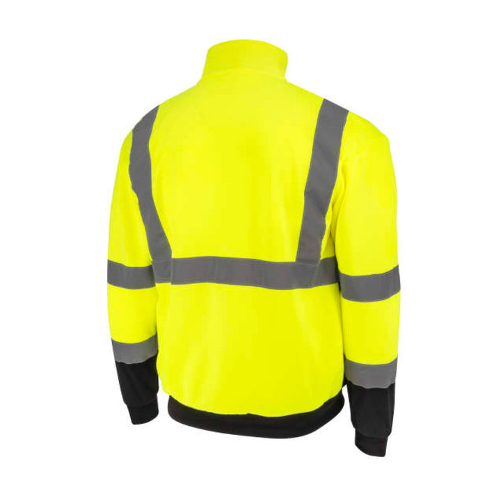 Radians SJ34B-3 Class 3 Color Blocked 1/4 Zip Sweatshirt - Hi Vis Green