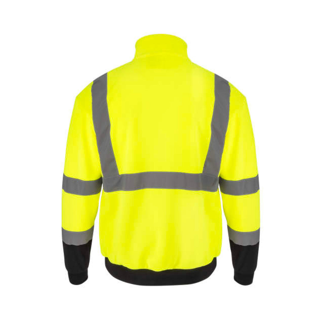 Radians SJ34B-3 Class 3 Color Blocked 1/4 Zip Sweatshirt - Hi Vis Green