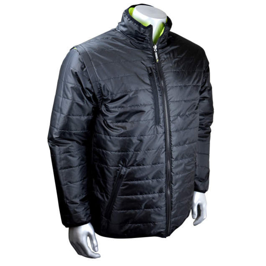 Radians SJ510X-3 Quilted Reversible Jacket with Zip-Off Sleeves X-Back - Hi Vis Green