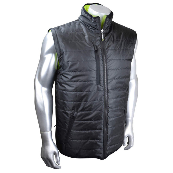 Radians SJ510X-3 Quilted Reversible Jacket with Zip-Off Sleeves X-Back - Hi Vis Green