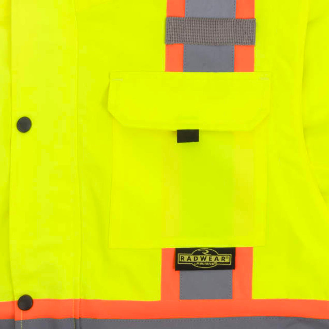 Radians SJ511B Class 3 Hi-Vis Hooded Bomber Jacket with Removable Sleeves
