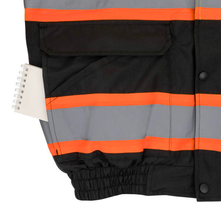 Radians SJ511B Class 3 Hi-Vis Hooded Bomber Jacket with Removable Sleeves
