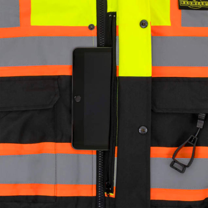 Radians SJ511B Class 3 Hi-Vis Hooded Bomber Jacket with Removable Sleeves