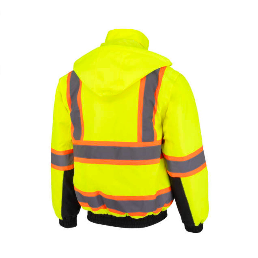 Radians SJ511B Class 3 Hi-Vis Hooded Bomber Jacket with Removable Sleeves