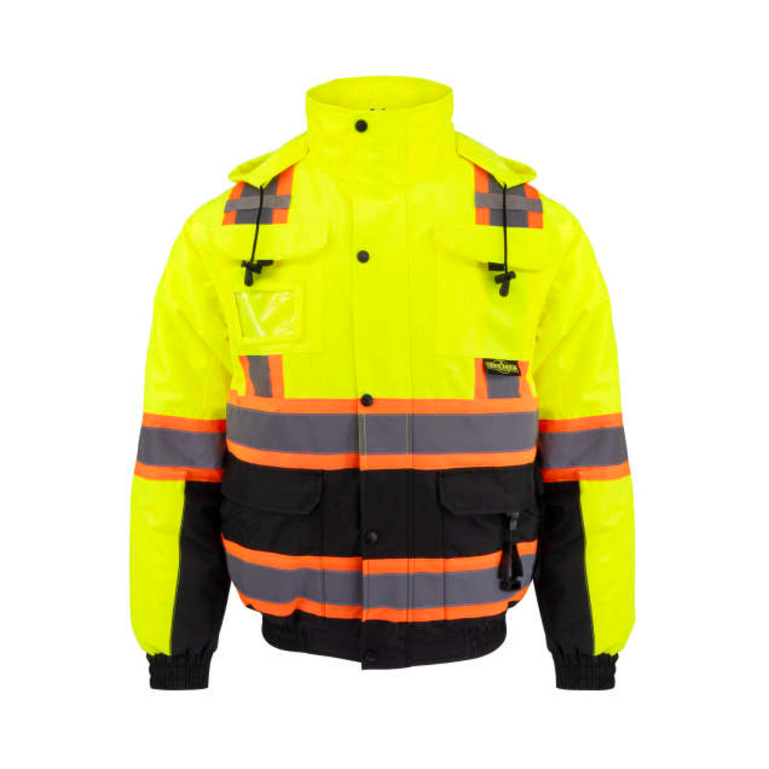 Radians SJ511B Class 3 Hi-Vis Hooded Bomber Jacket with Removable Sleeves