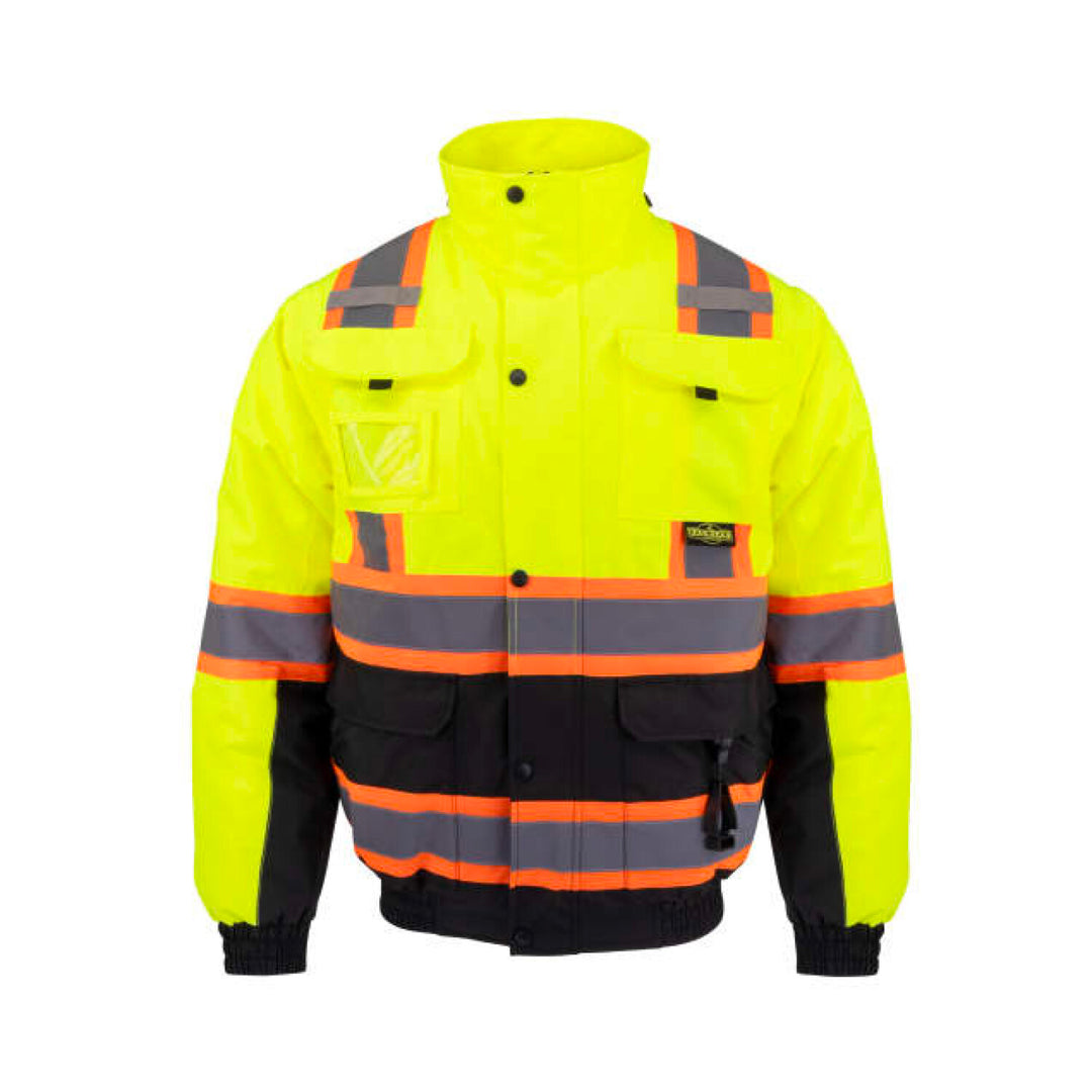 Radians SJ511B Class 3 Hi-Vis Hooded Bomber Jacket with Removable Sleeves