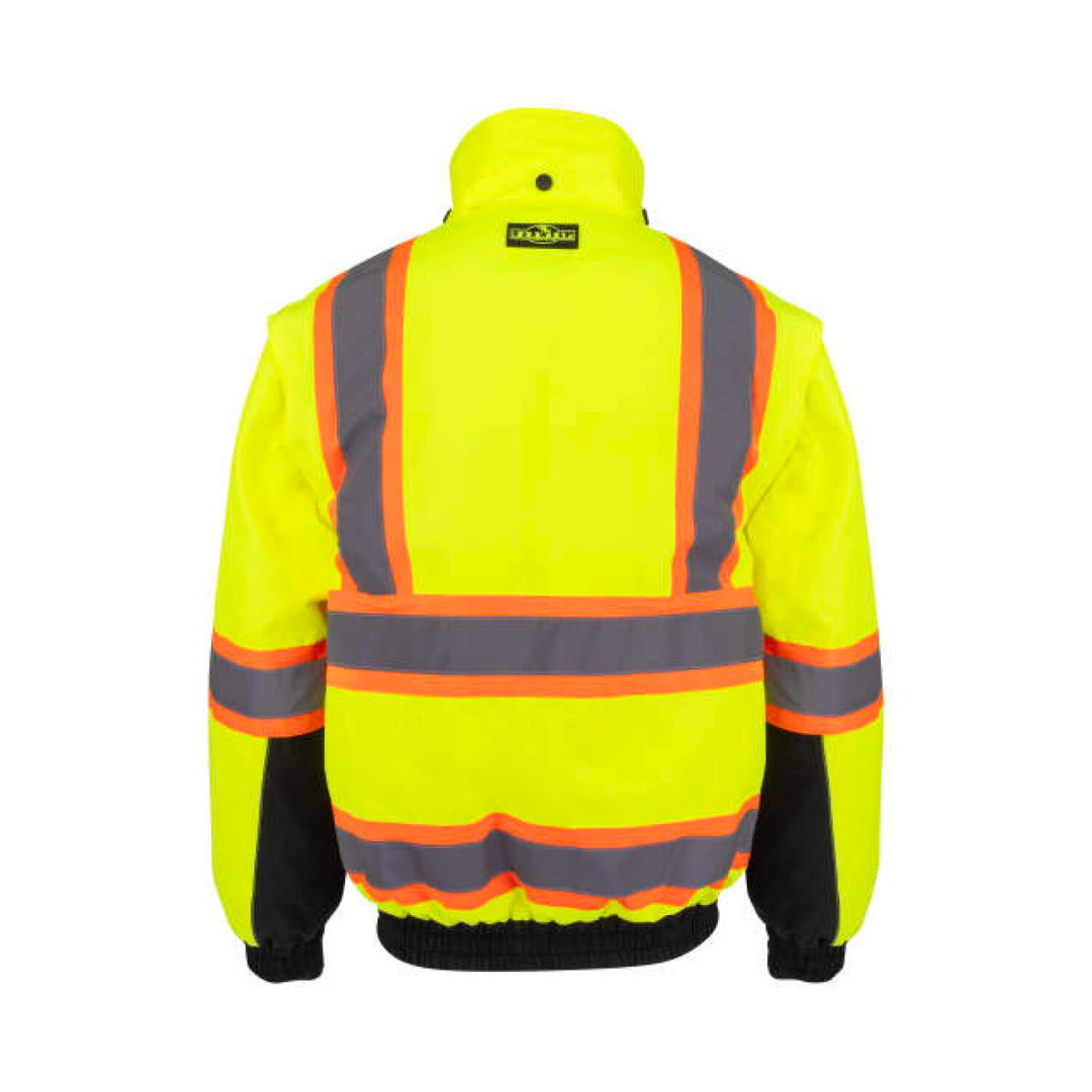 Radians SJ511B Class 3 Hi-Vis Hooded Bomber Jacket with Removable Sleeves