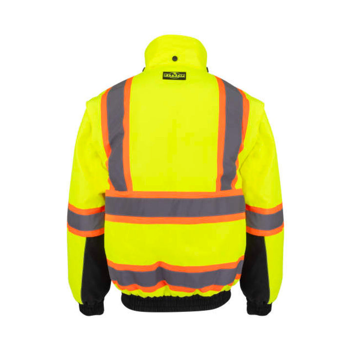 Radians SJ511B Class 3 Hi-Vis Hooded Bomber Jacket with Removable Sleeves