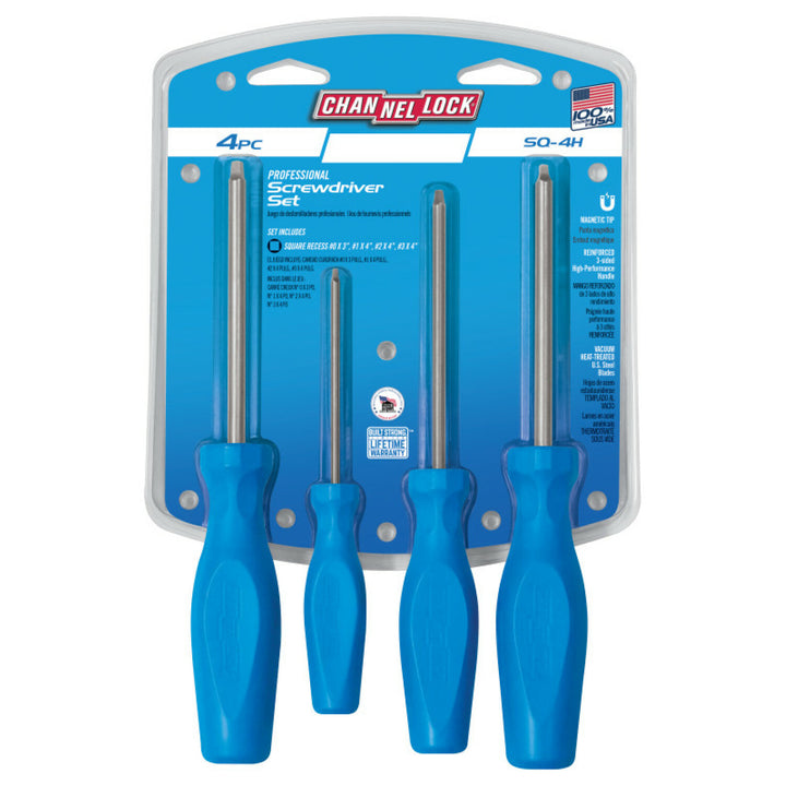 Channellock SQ-4H 4PC Square-Recess Screwdriver Set