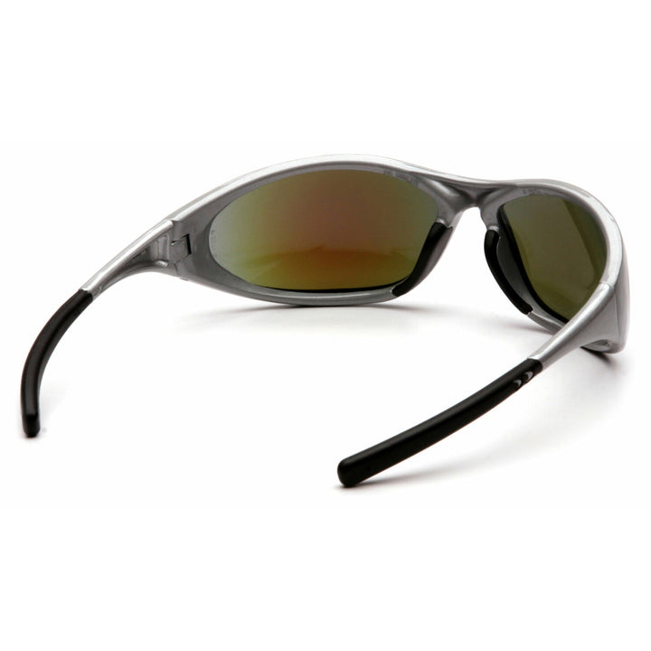 Pyramex SS3365E  Zone II - Silver Frame/Ice Blue Mirror Lens - Straight back, Rubber Coated Temple Tips
