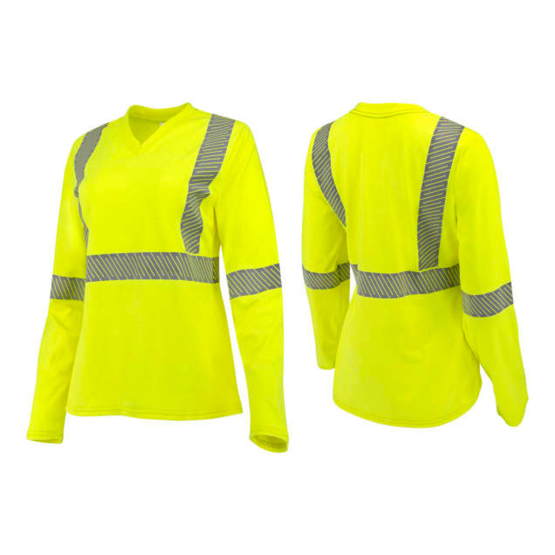 Radians ST921W Women's Type R Class 3 Segmented Reflective Long Sleeve FR T-shirt - Hi-Vis Green