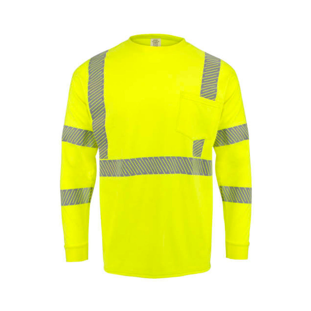 Radians ST921 Men's Long Sleeve FR T-shirt with Class 3 Segmented Reflective Tape - Hi-Vis Green