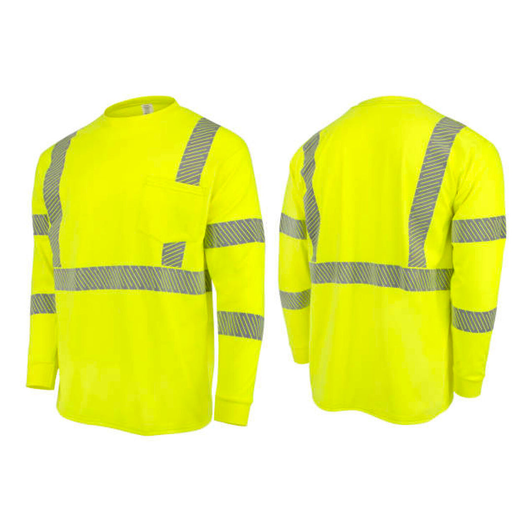 Radians ST921 Men's Long Sleeve FR T-shirt with Class 3 Segmented Reflective Tape - Hi-Vis Green