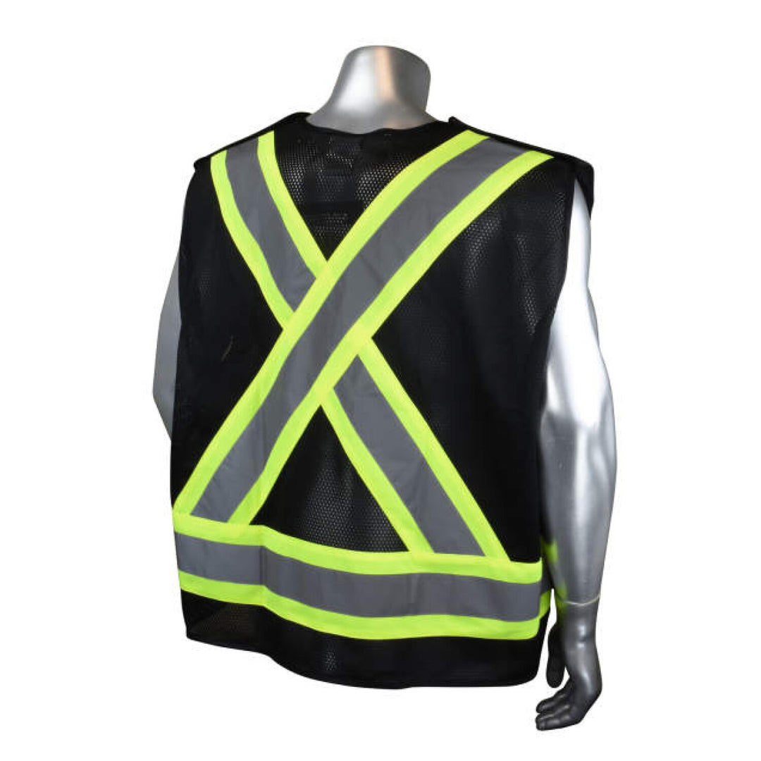 Radians SV020X-1 Heavy Duty 7-Pocket Tear Away Cruiser Vest X-Back - Black