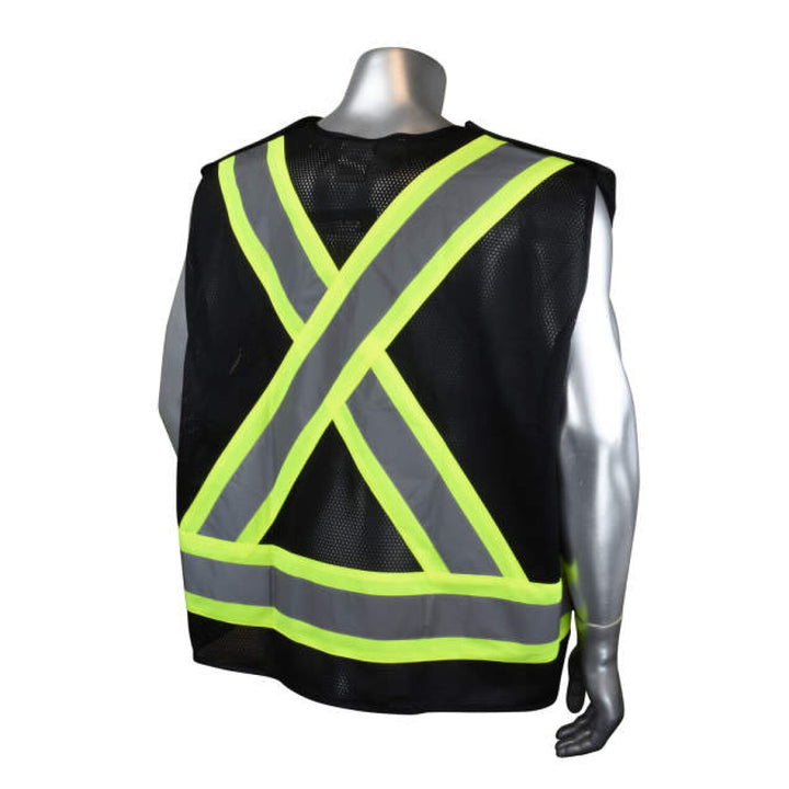 Radians SV020X-1 Heavy Duty 7-Pocket Tear Away Cruiser Vest X-Back - Black